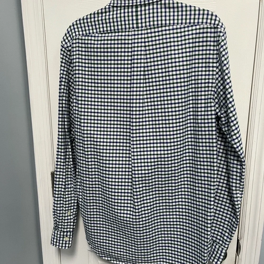 Ralph Lauren Button Down Shirt Green Blue Flesh Pony Men's MEDIUM Gingham Check